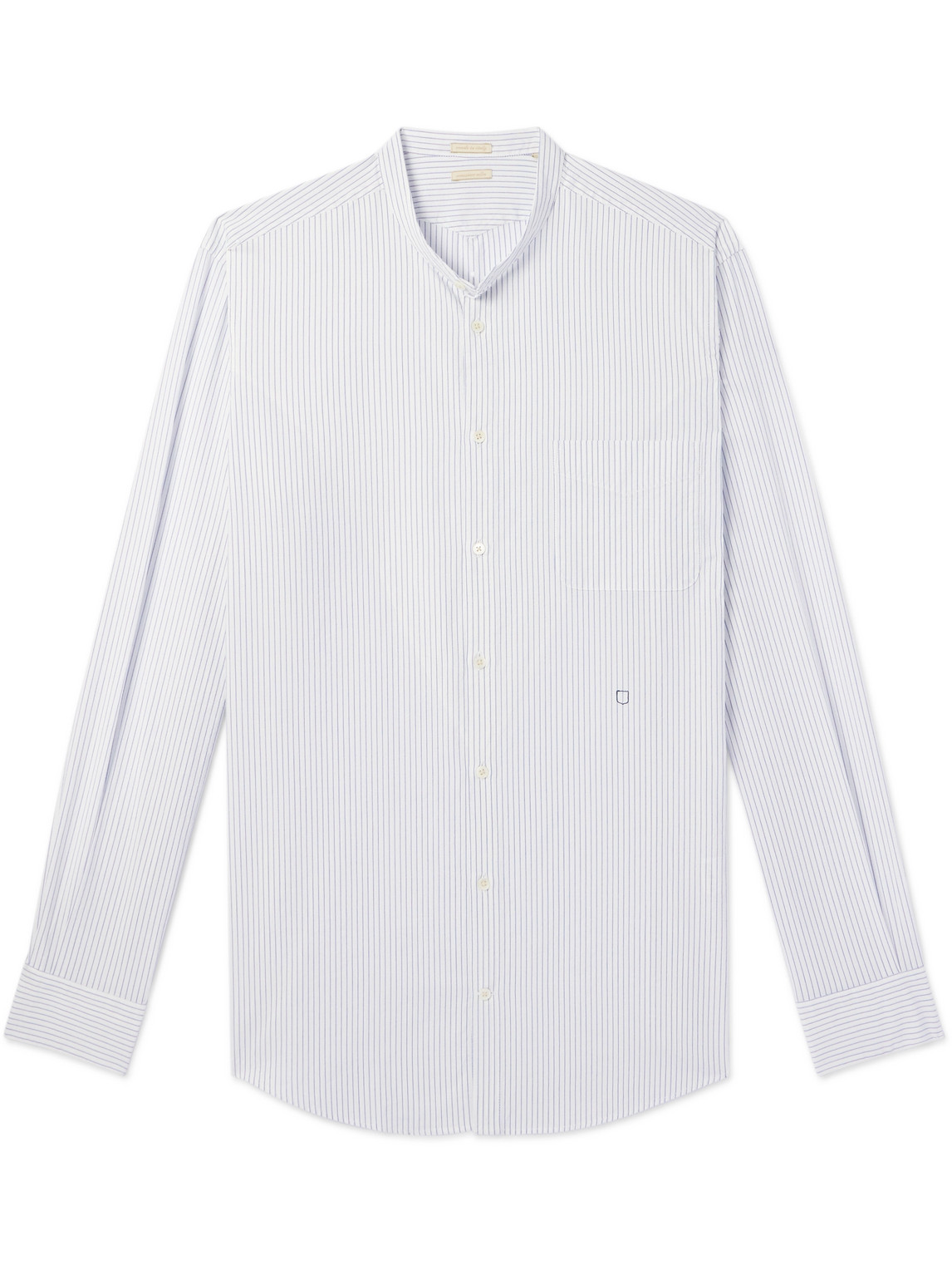 Massimo Alba Grandad-collar Striped Cotton Shirt In White