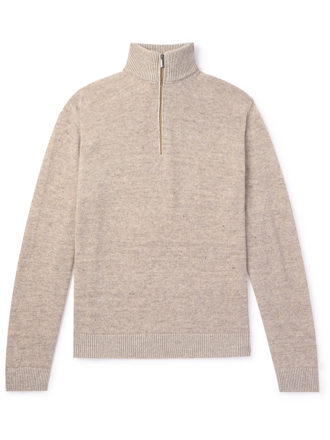 Massimo Alba Seth Linen And Cashmere-blend Half-zip Sweater In Neutrals