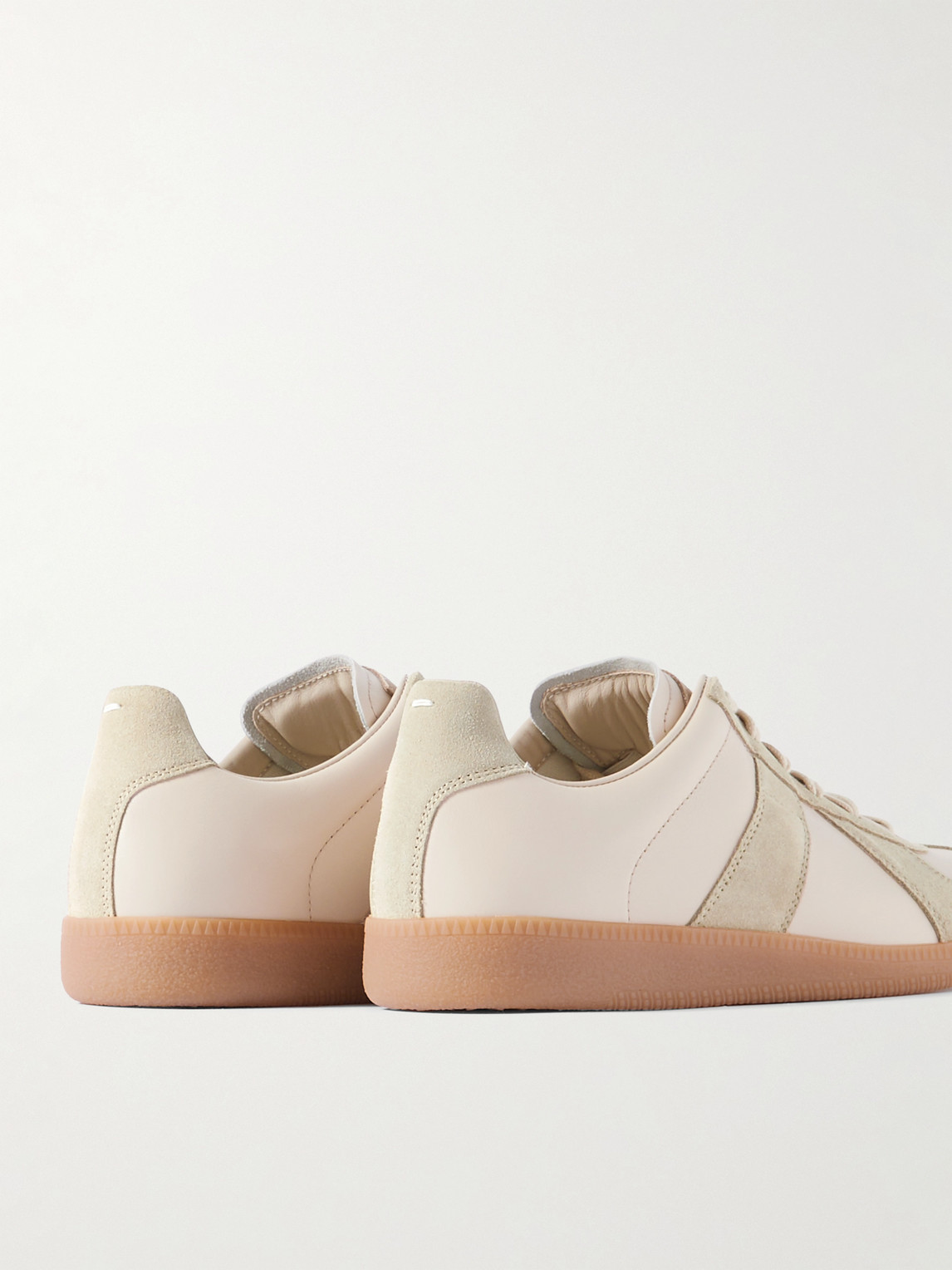 Shop Maison Margiela Replica Leather And Suede Sneakers In Neutrals