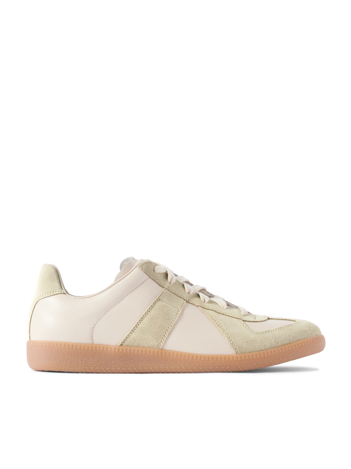 Shop Maison Margiela Replica Leather And Suede Sneakers In Neutrals
