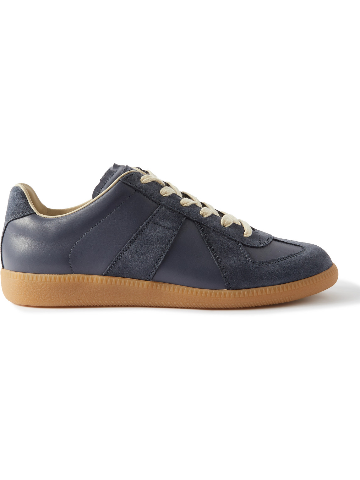 Maison Margiela Replica Leather And Suede Sneakers In Blue