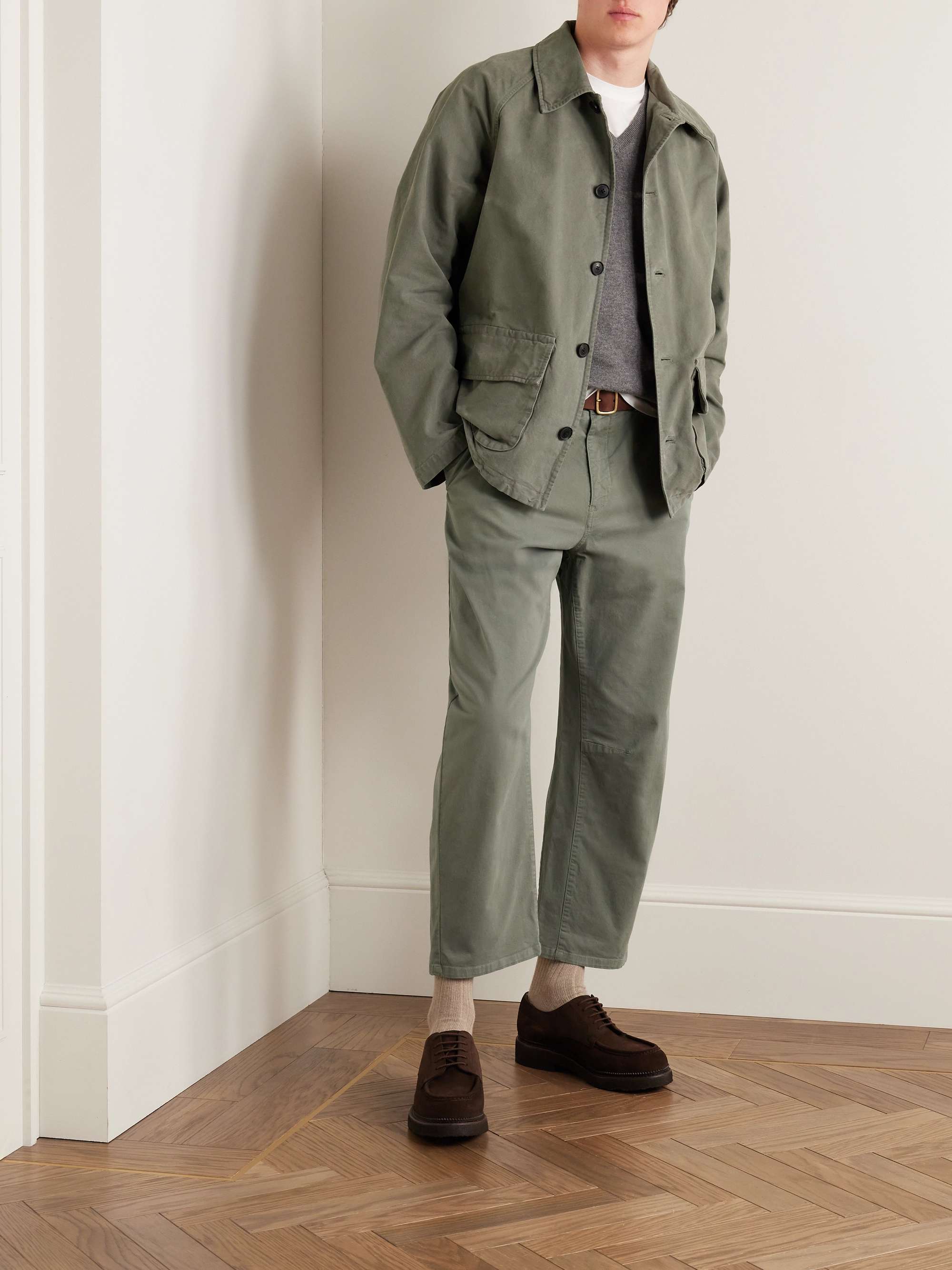 NILI LOTAN Carpenter Straight-Leg Stretch-Cotton Twill Trousers