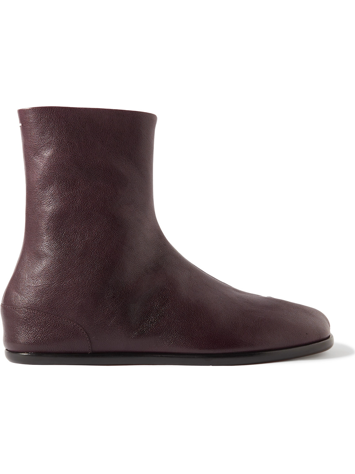 Maison Margiela Tabi Split-toe Leather Boots In Burgundy