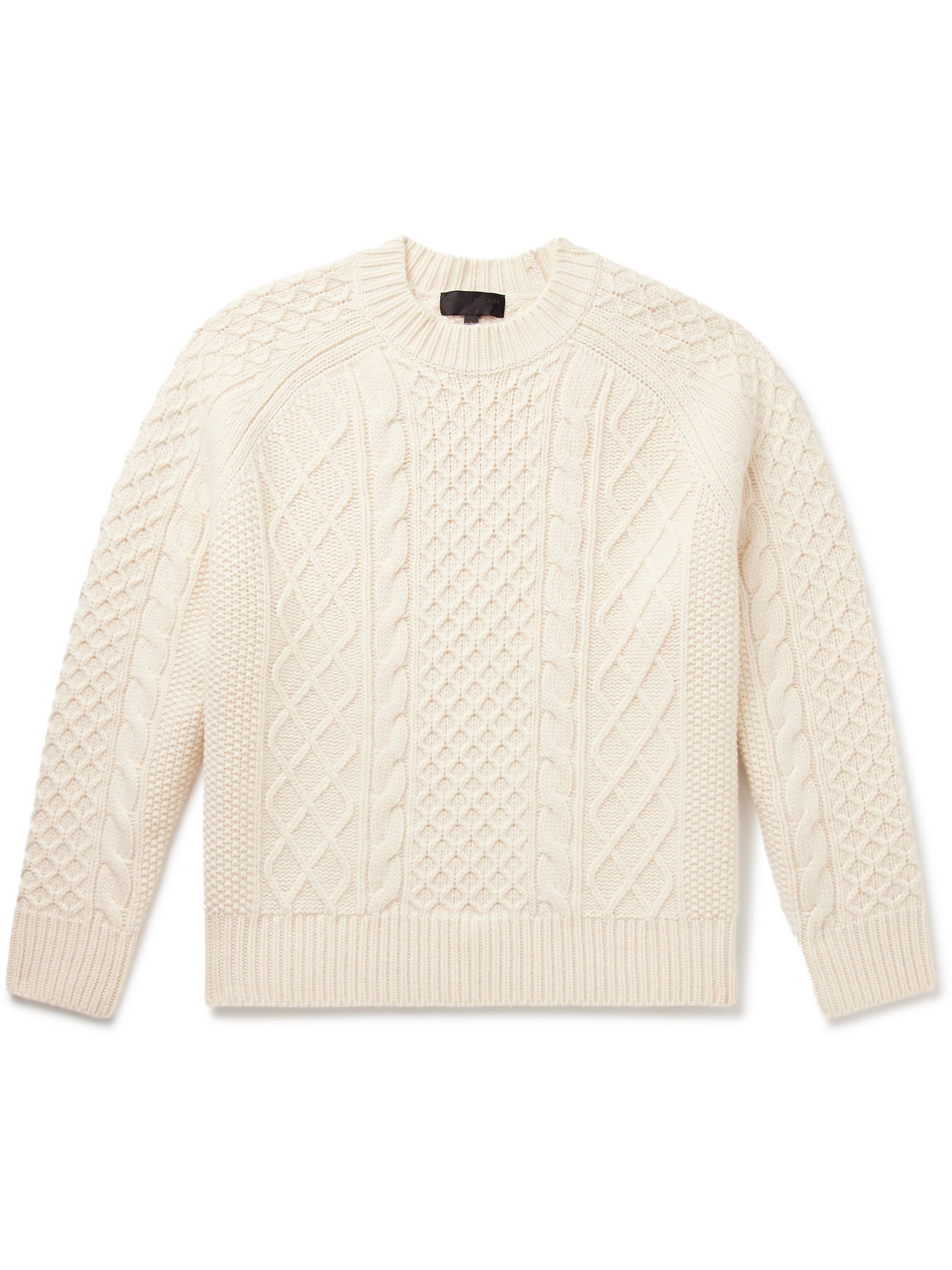 Shop Nili Lotan Carran Cable-knit Wool Mock-neck Sweater In Neutrals