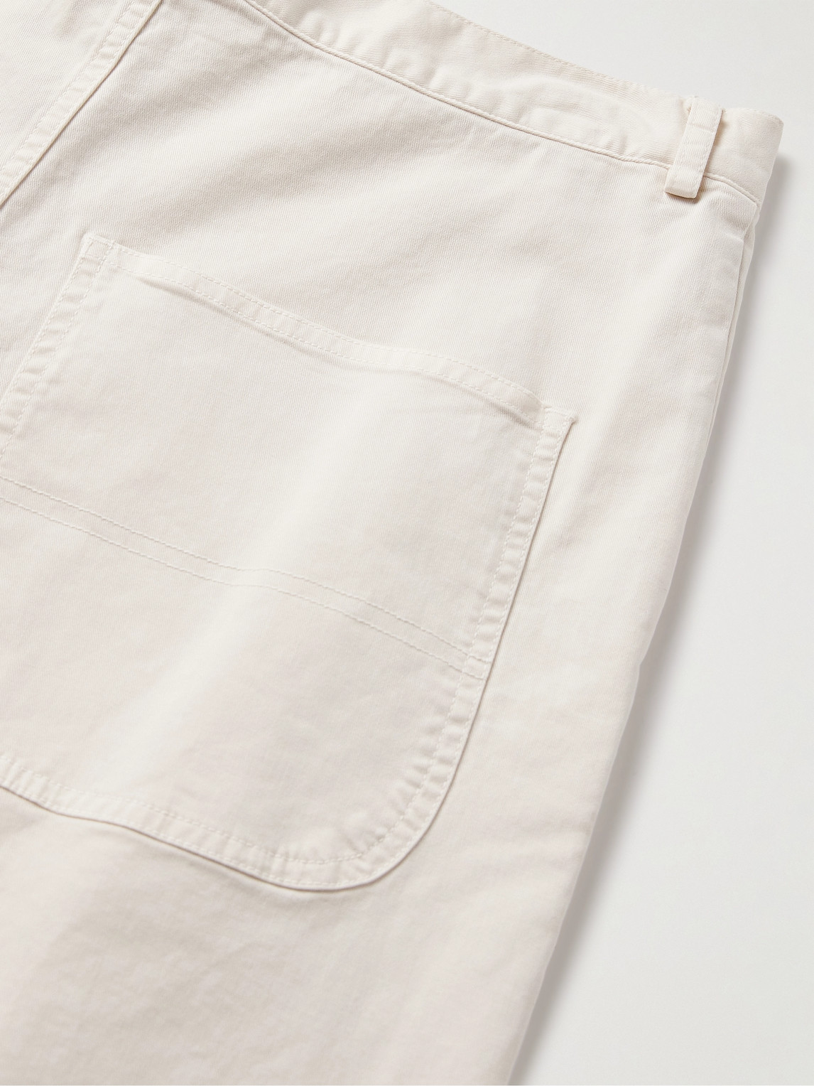Shop Nili Lotan Carpenter Straight-leg Cotton-blend Twill Trousers In Neutrals