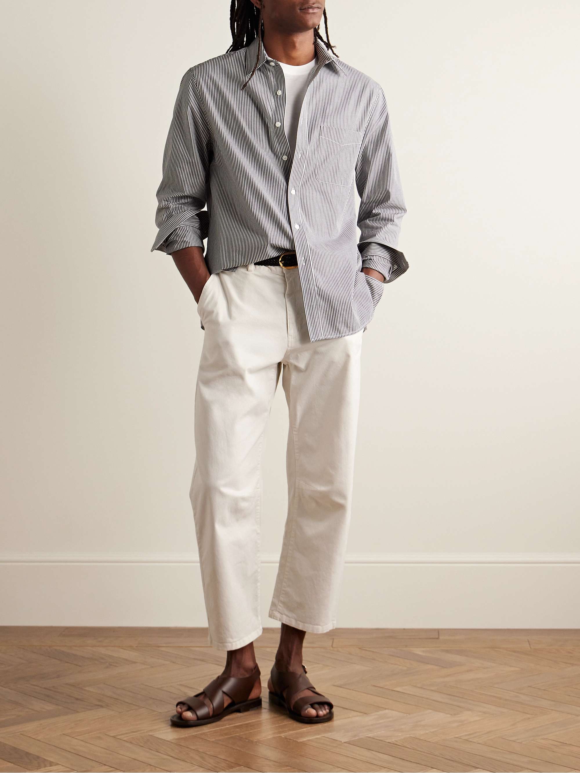 NILI LOTAN Carpenter Straight-Leg Stretch-Cotton Twill Trousers