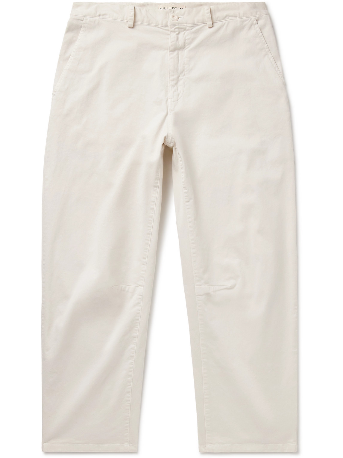 Nili Lotan Carpenter Straight-leg Cotton-blend Twill Trousers In Neutrals
