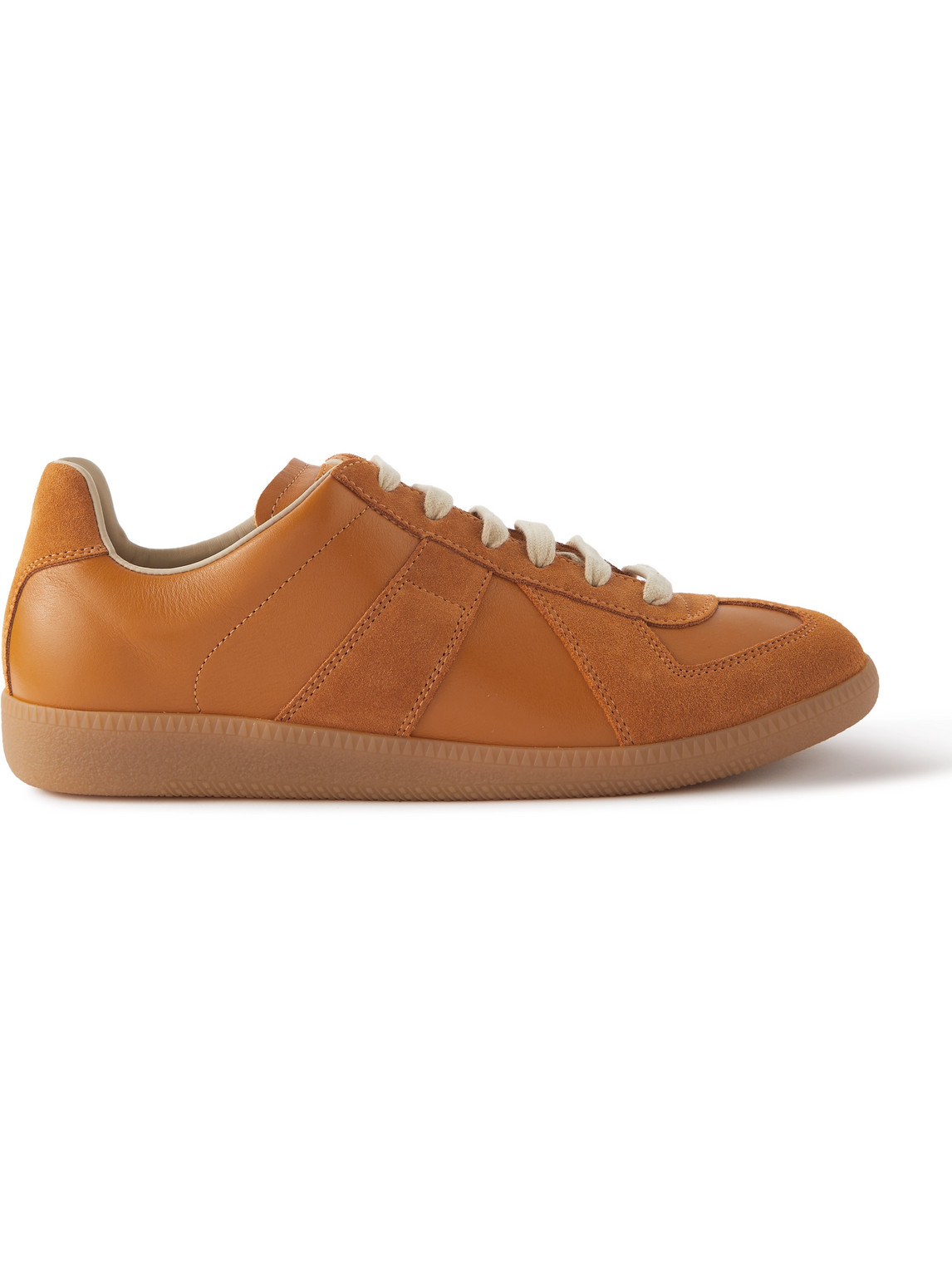 Maison Margiela Replica Leather And Suede Trainers In Orange