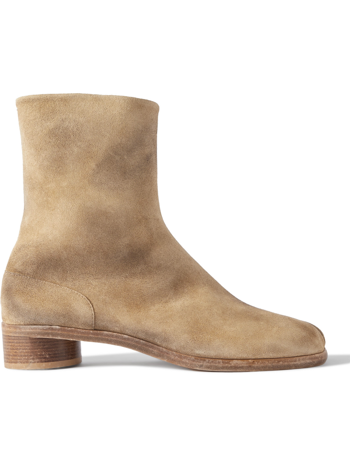 Maison Margiela Tabi Suede Ankle Boots In Brown