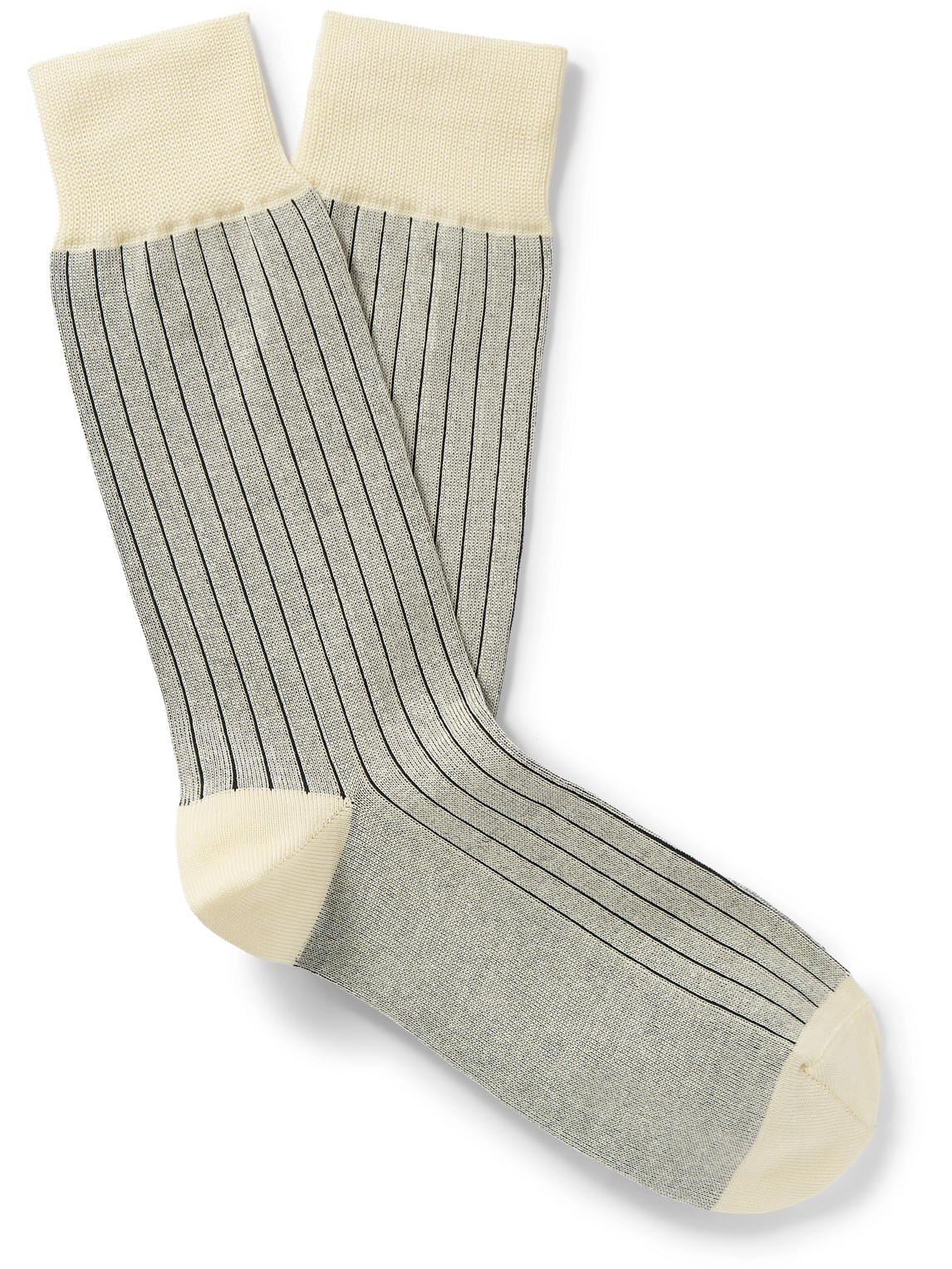 PAUL SMITH TWO-TONE RIBBED COTTON-BLEND SOCKS