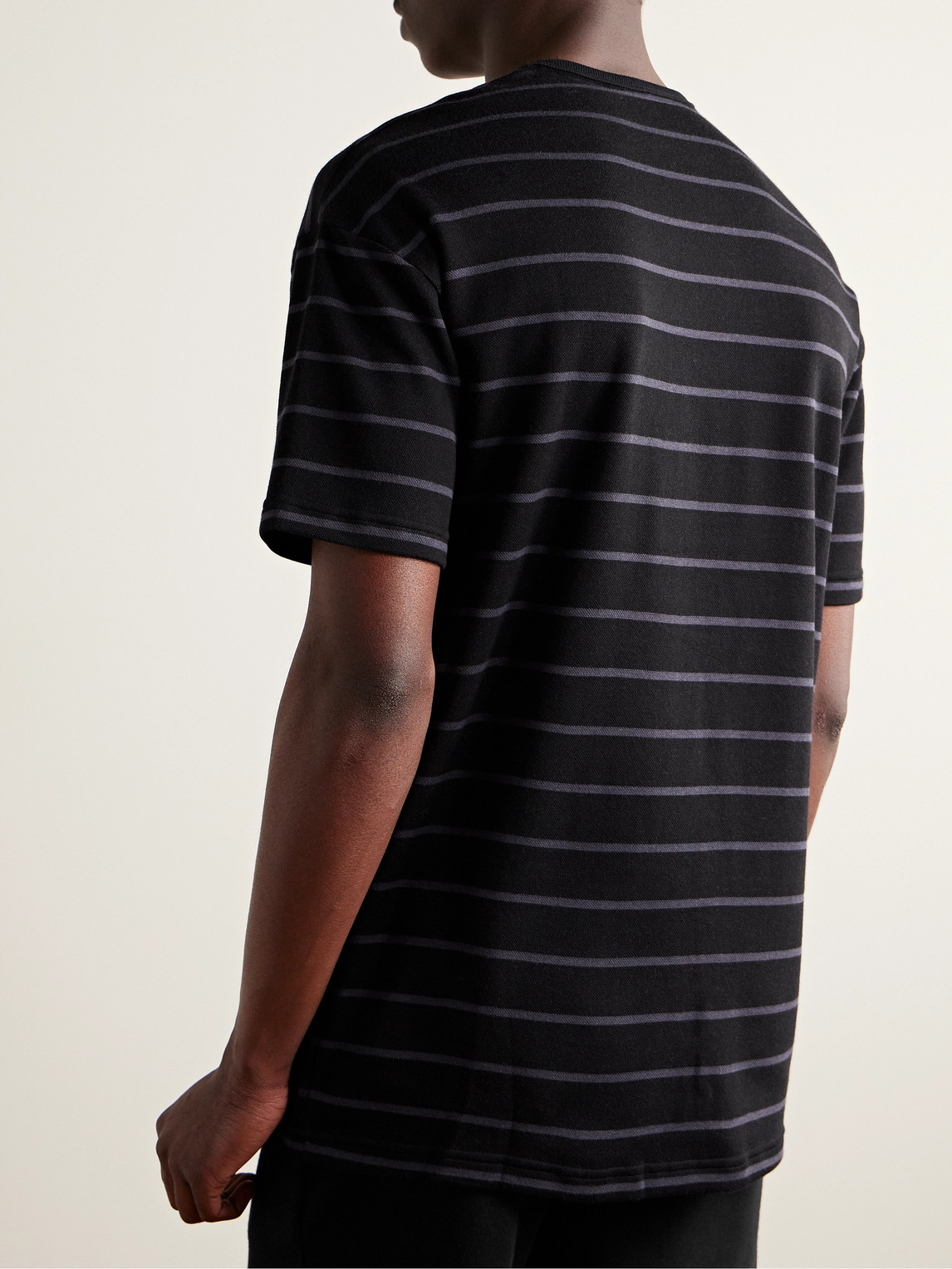 Shop Paul Smith Relax Logo-embroidered Striped Cotton And Modal-blend Jersey Pyjama T-shirt In Black