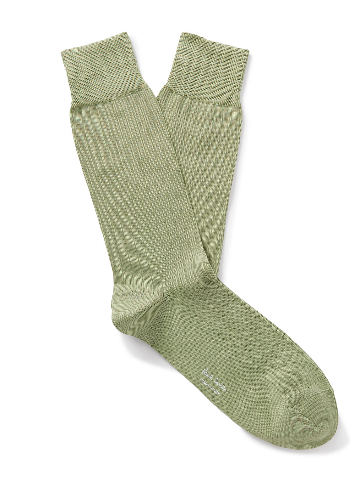 Paul Smith Ribbed Cotton-blend Socks In Green