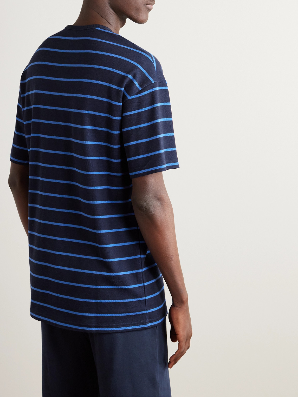 Shop Paul Smith Logo-embroidered Striped Cotton And Modal-blend Jersey Pyjama T-shirt In Blue