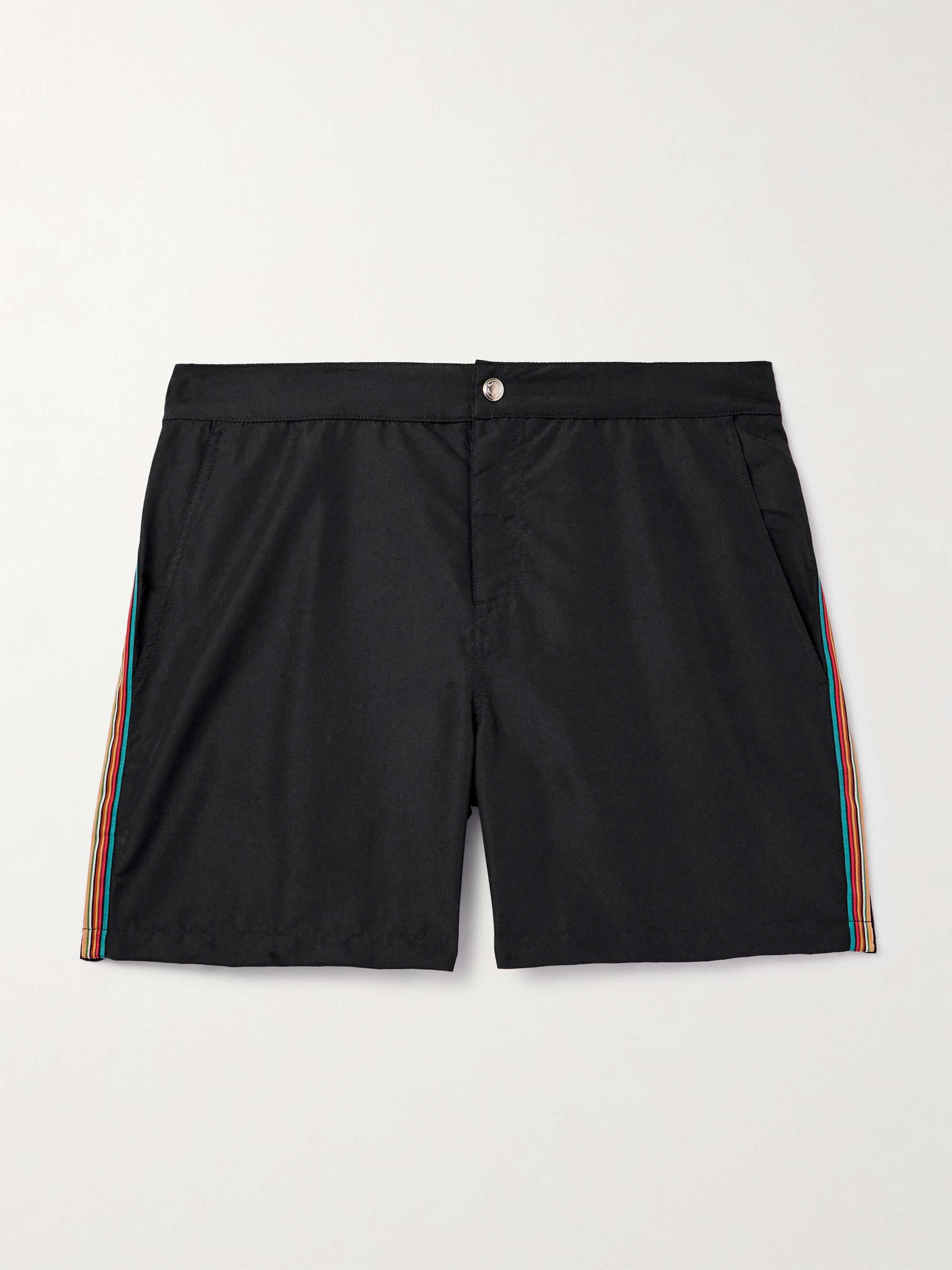 Slim Fit Mid Length Striped Recycled Swim Shorts