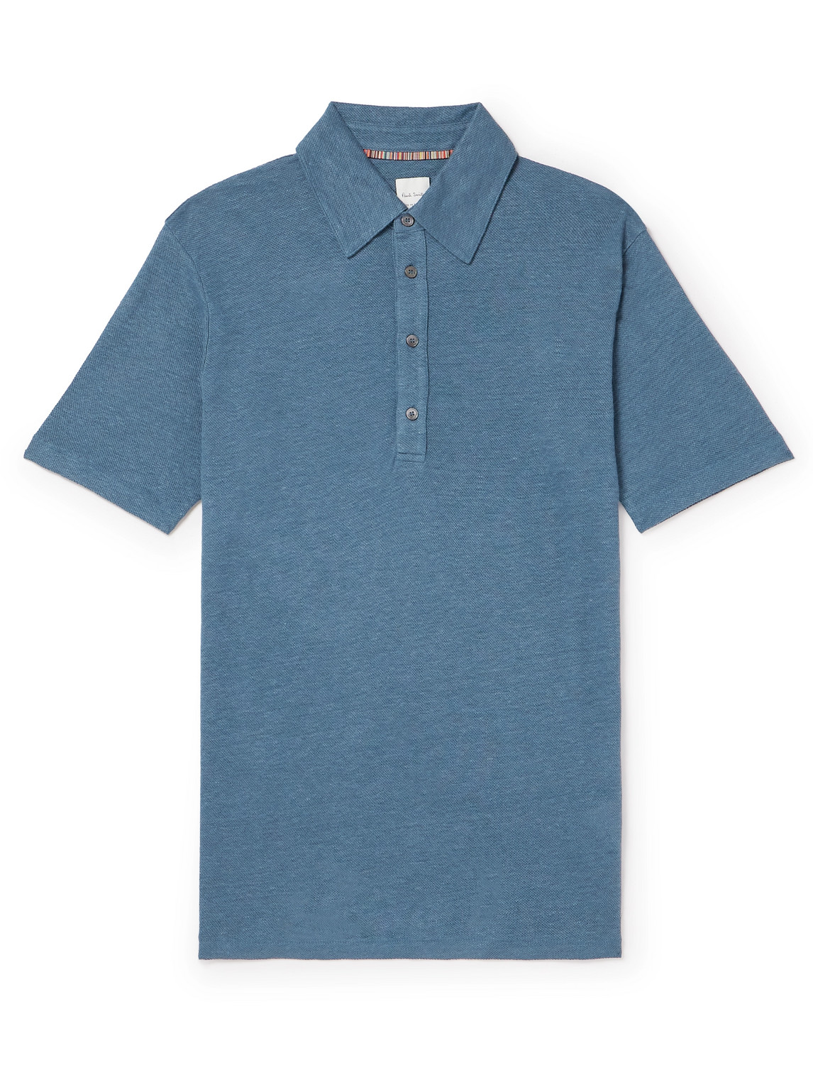 Shop Paul Smith Linen Polo Shirt In Blue