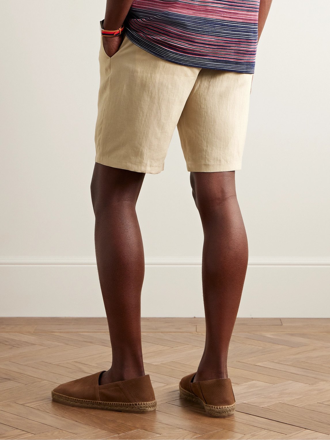 Shop Paul Smith Straight-leg Linen Shorts In Neutrals