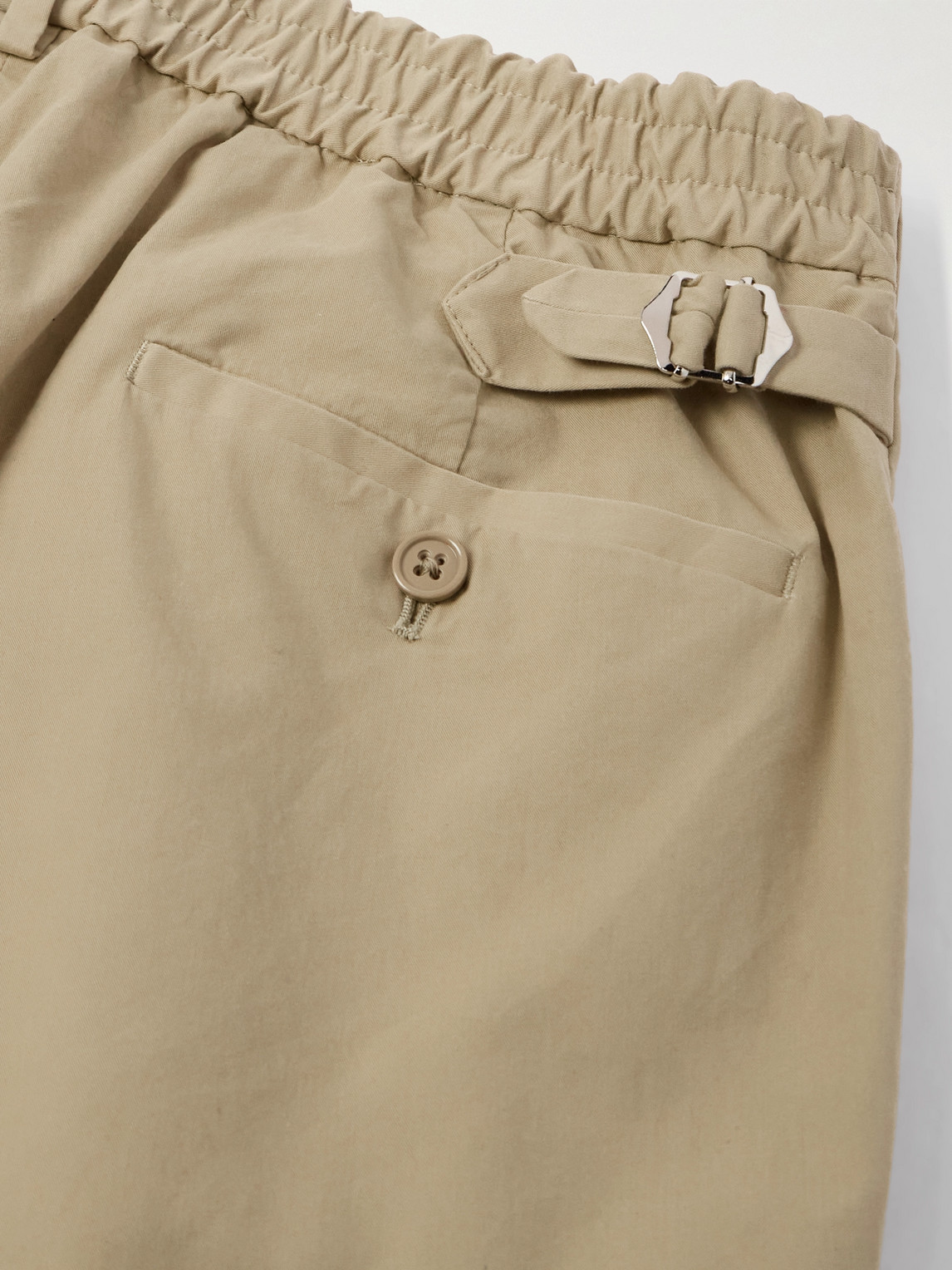 Shop Ralph Lauren Purple Label Straight-leg Pleated Cotton-twill Shorts In Brown