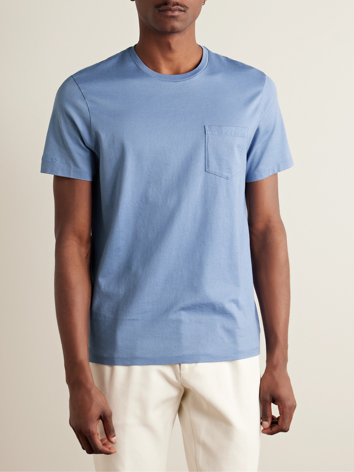 Shop Ralph Lauren Purple Label Garment-dyed Cotton-jersey T-shirt In Blue