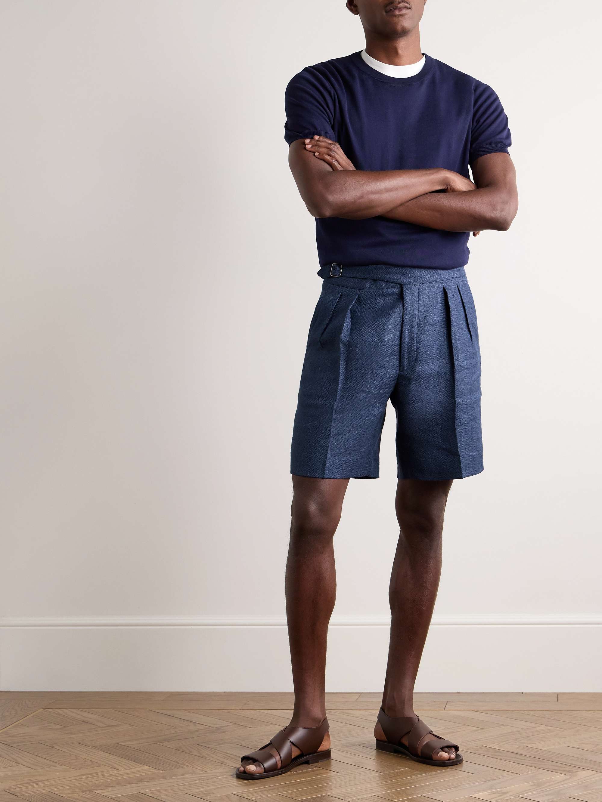 Ralph Lauren Purple Label Tan Pleated Shorts