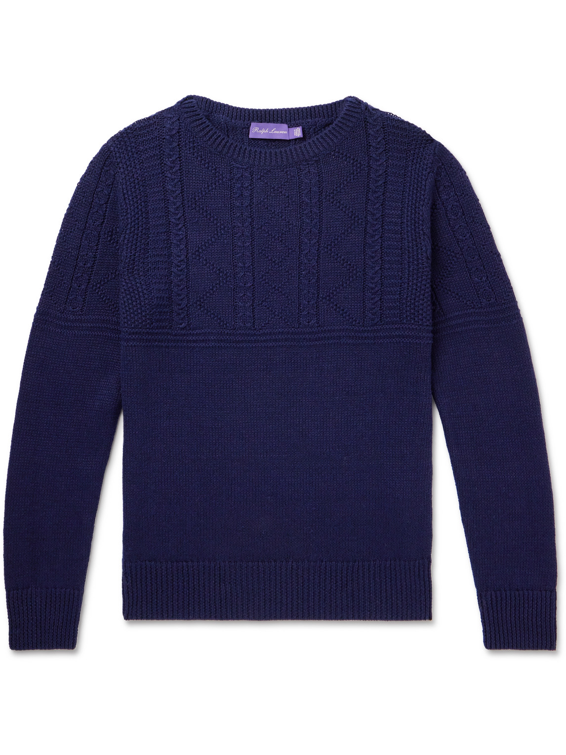 Ralph Lauren Purple Label Cable-knit Linen And Silk-blend Jumper In Blue