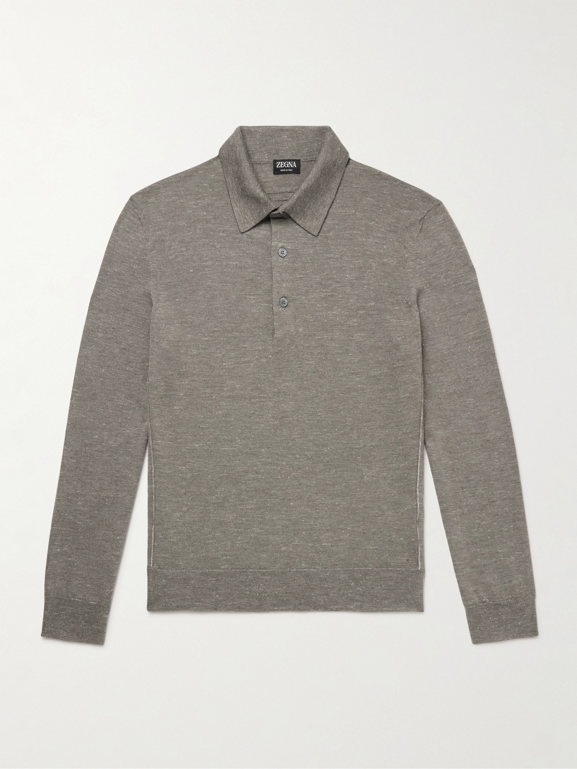Zegna Silk, Cashmere and Linen-Blend Polo Shirt - Men
