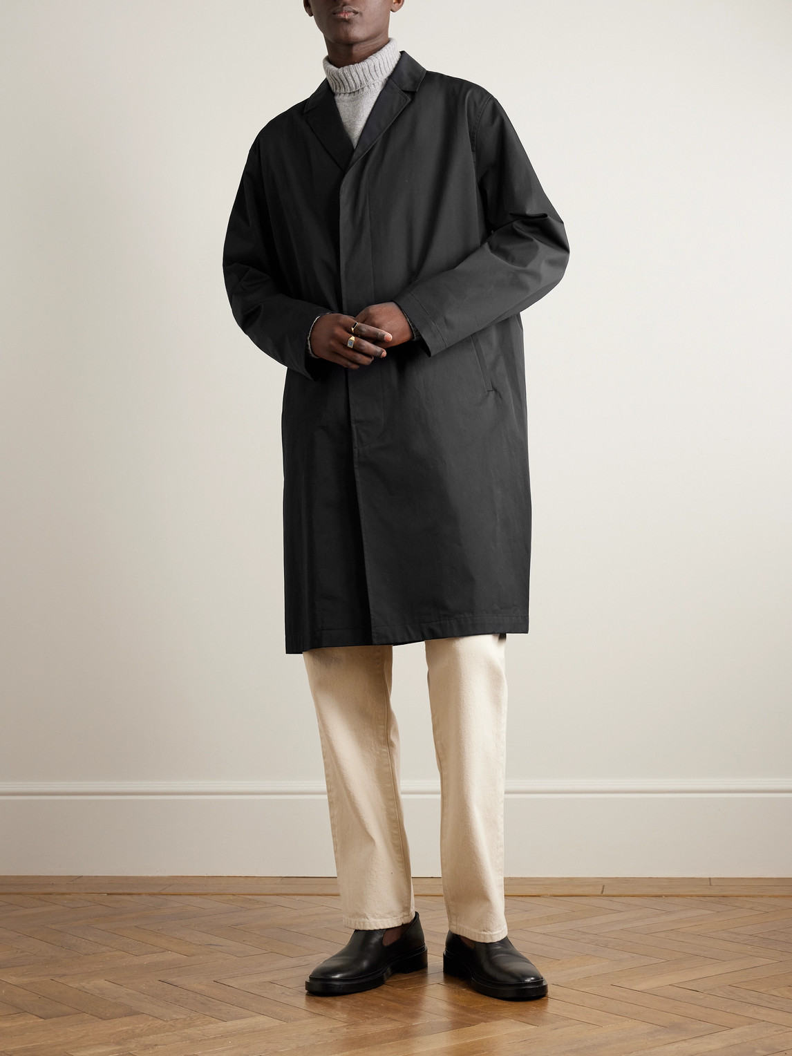 Shop Rohe Cotton-gabardine Coat In Black