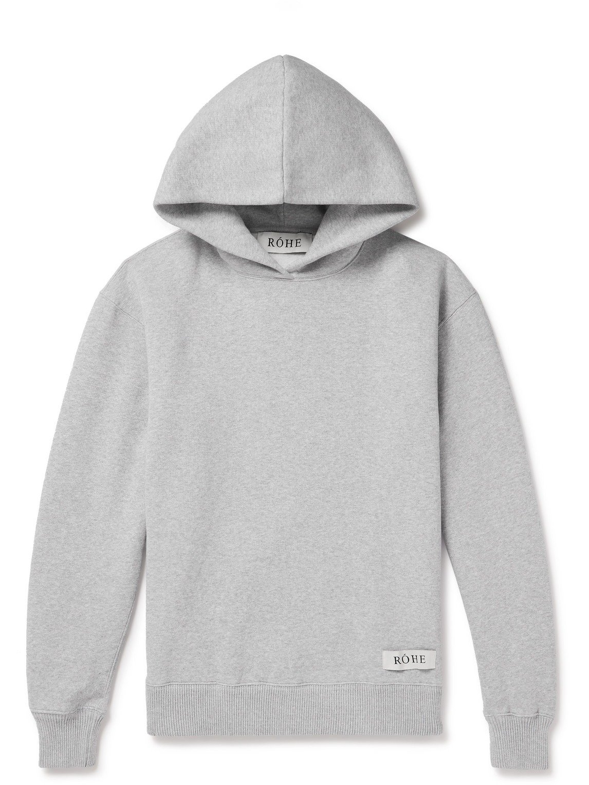 Rohe Logo-appliquéd Organic Cotton-blend Jersey Hoodie In Gray