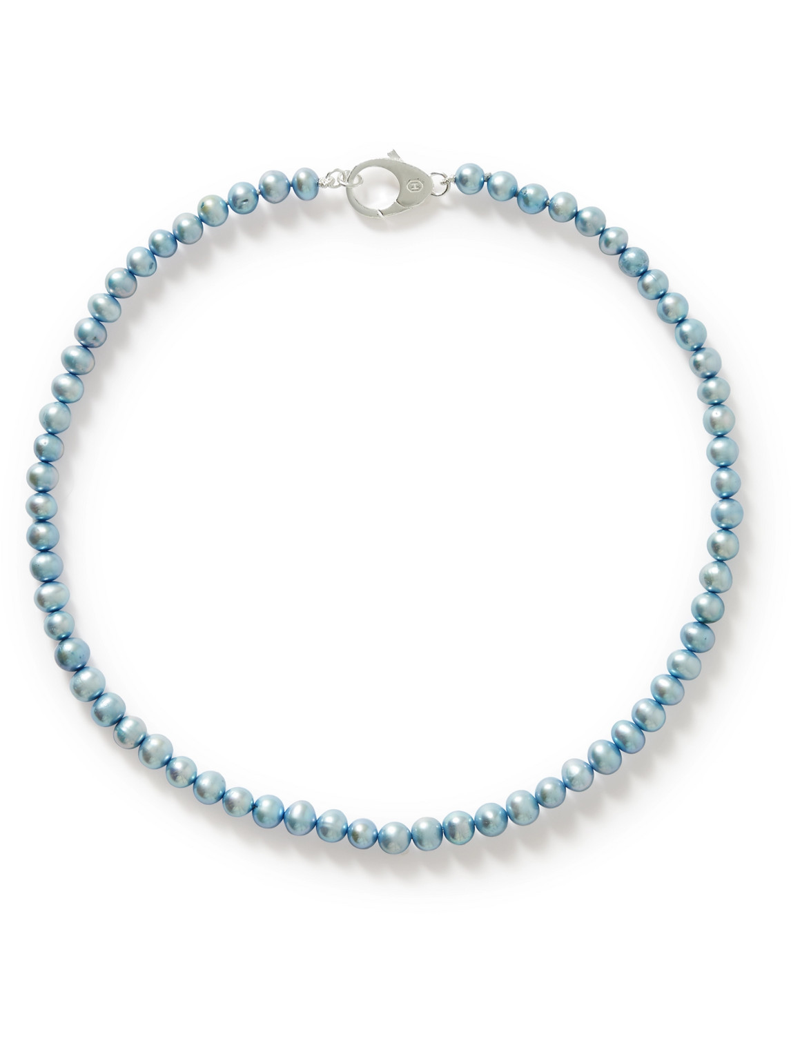 Hatton Labs Classic Silver Pearl Necklace In Blue