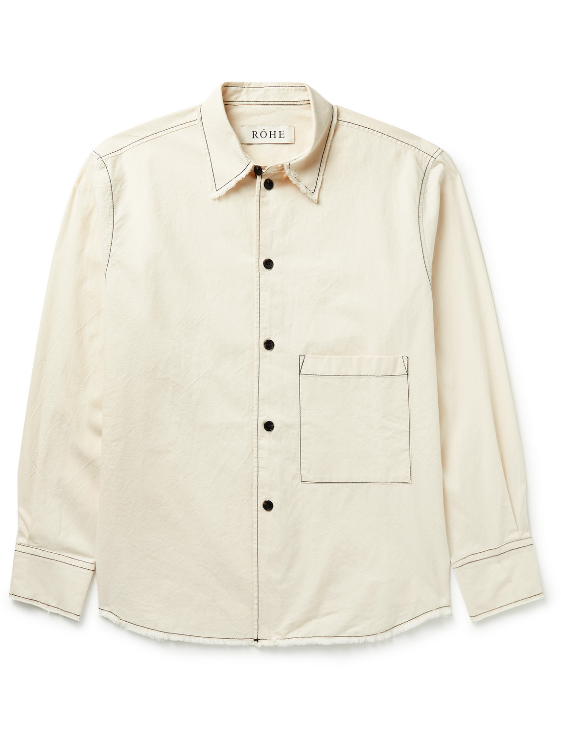 Rohe Topstitched Cotton Overshirt In Neutrals