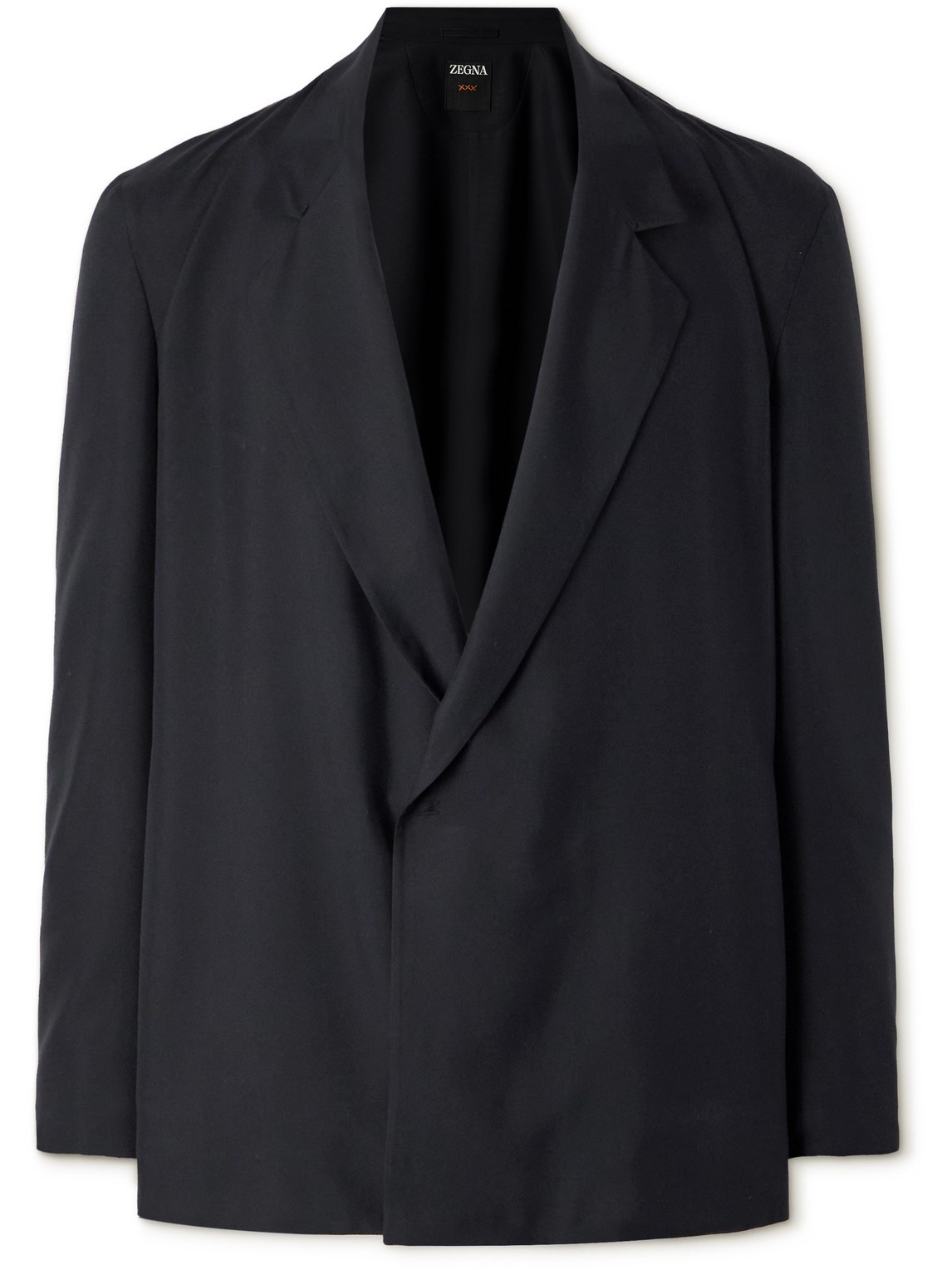 Shop Zegna Oversized Unstructured Silk Blazer In Black