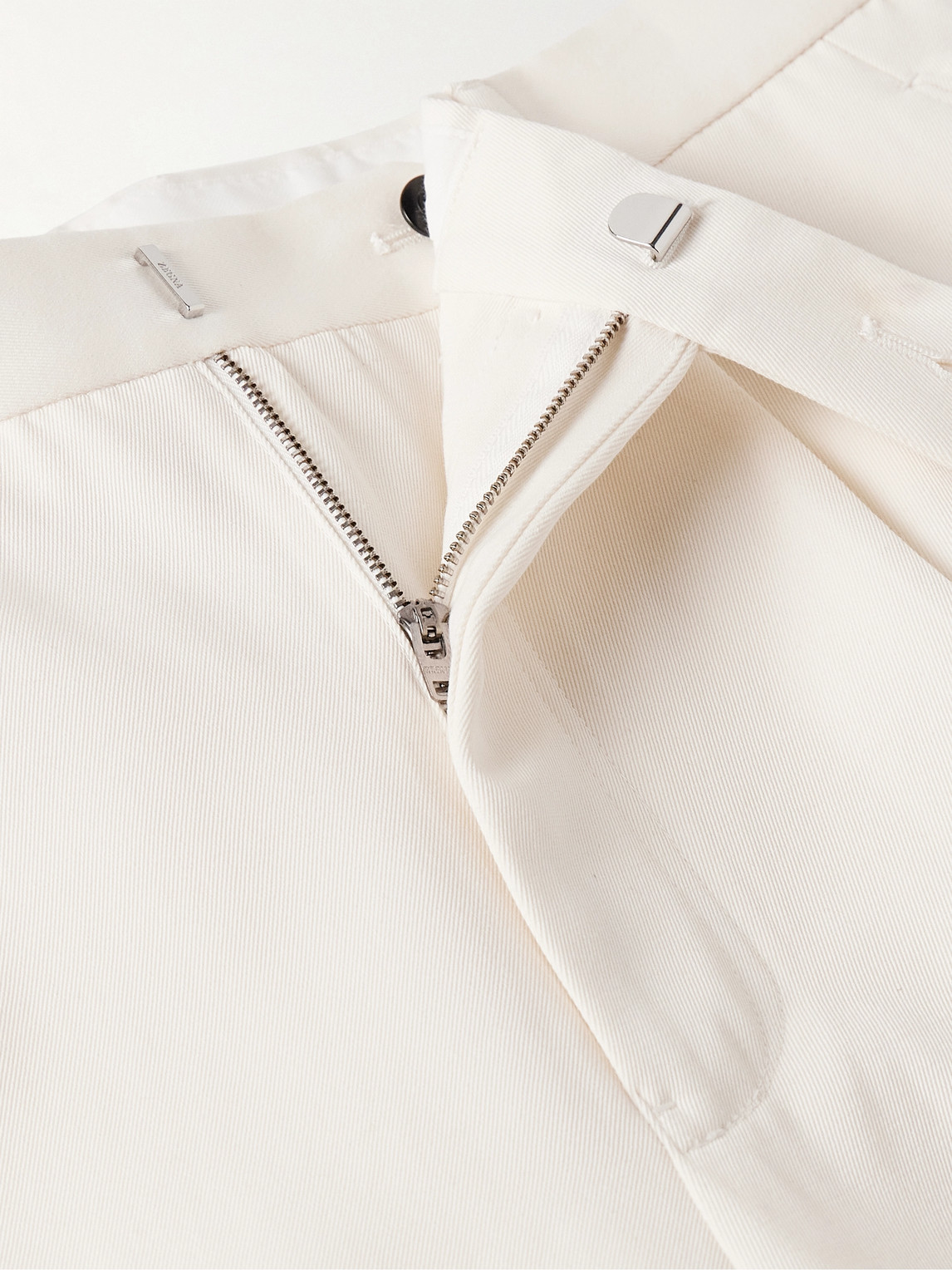 Zegna Slim-fit Pleated Cotton And Wool-blend Twill Trousers In Neutrals
