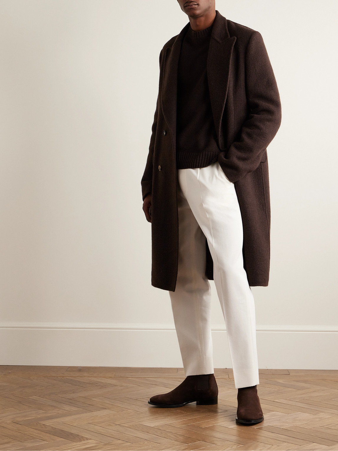 Zegna Slim-fit Pleated Cotton And Wool-blend Twill Trousers In Neutrals