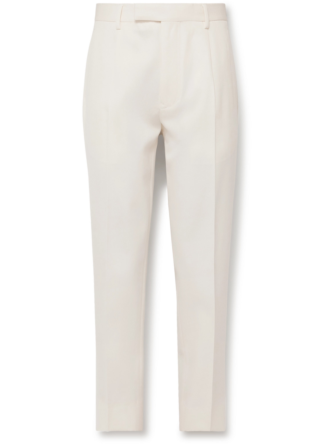 Zegna Slim-fit Pleated Cotton And Wool-blend Twill Trousers In Neutrals