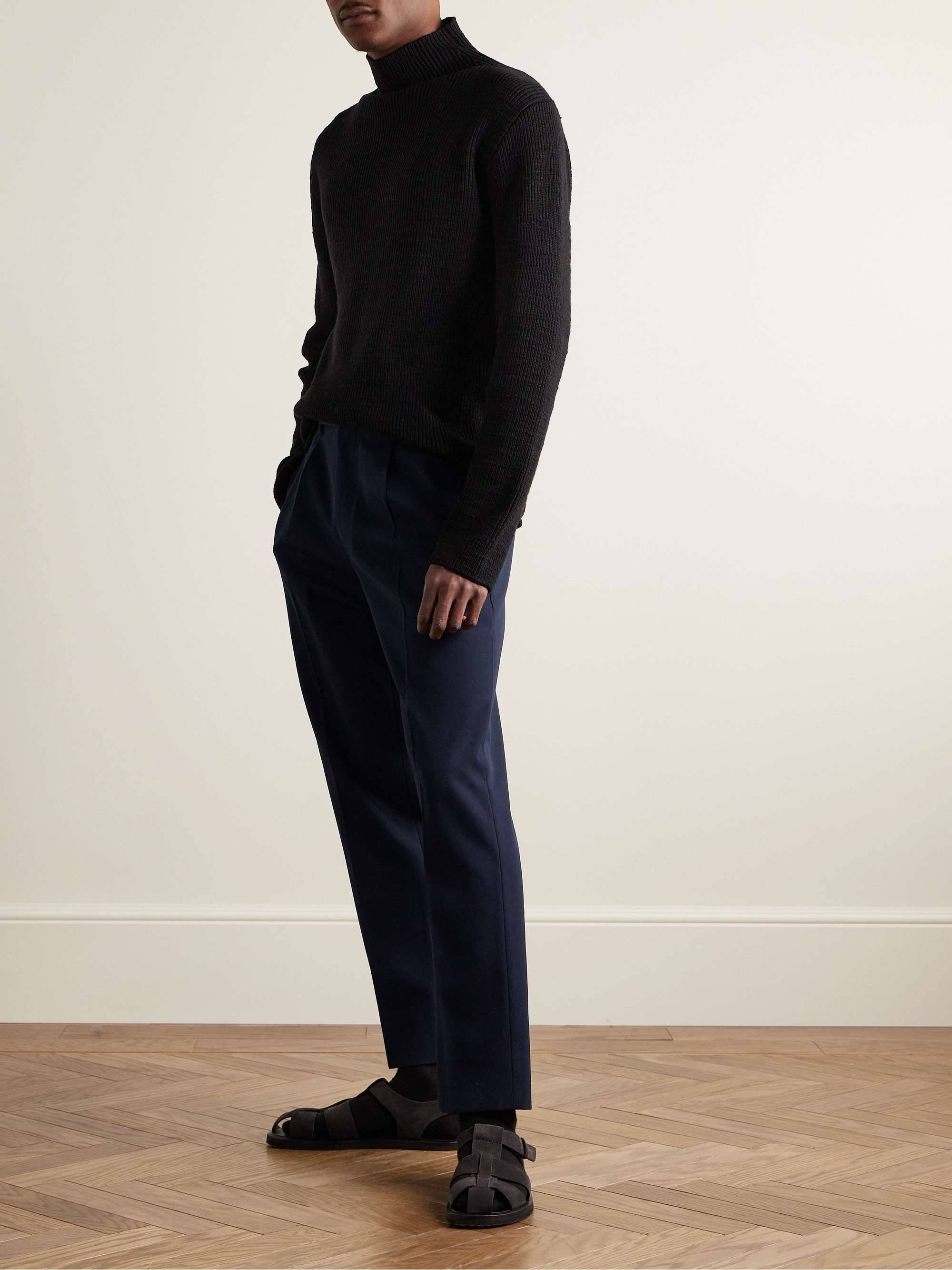 ZEGNA Slim-Fit Pleated Cotton and Wool-Blend Twill Trousers ZEGNA Slim-Fit Pleated Cotton and Wool-Blend Twill Trousers