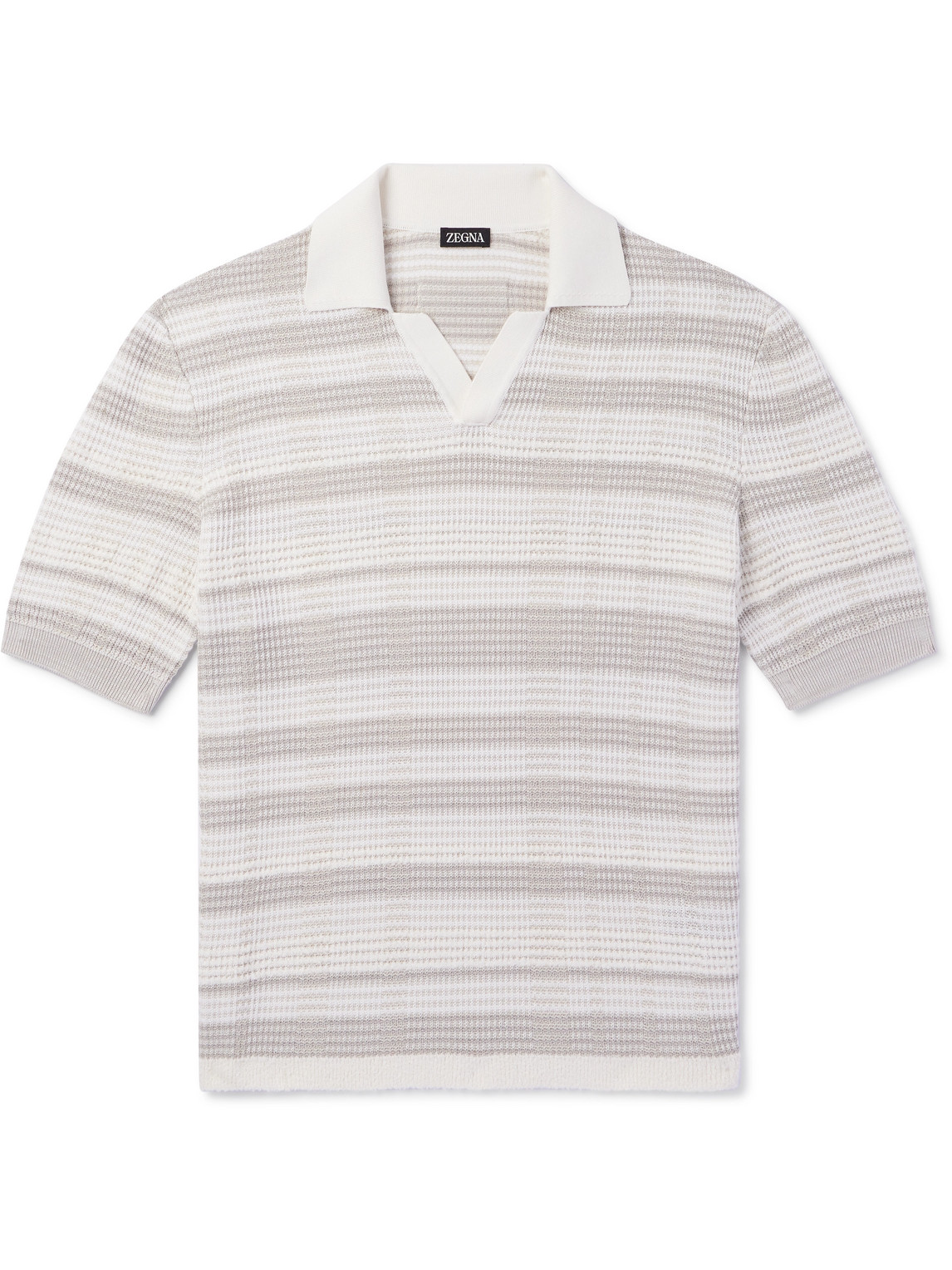 Zegna Dégradé Cotton-blend Polo Shirt In Gray