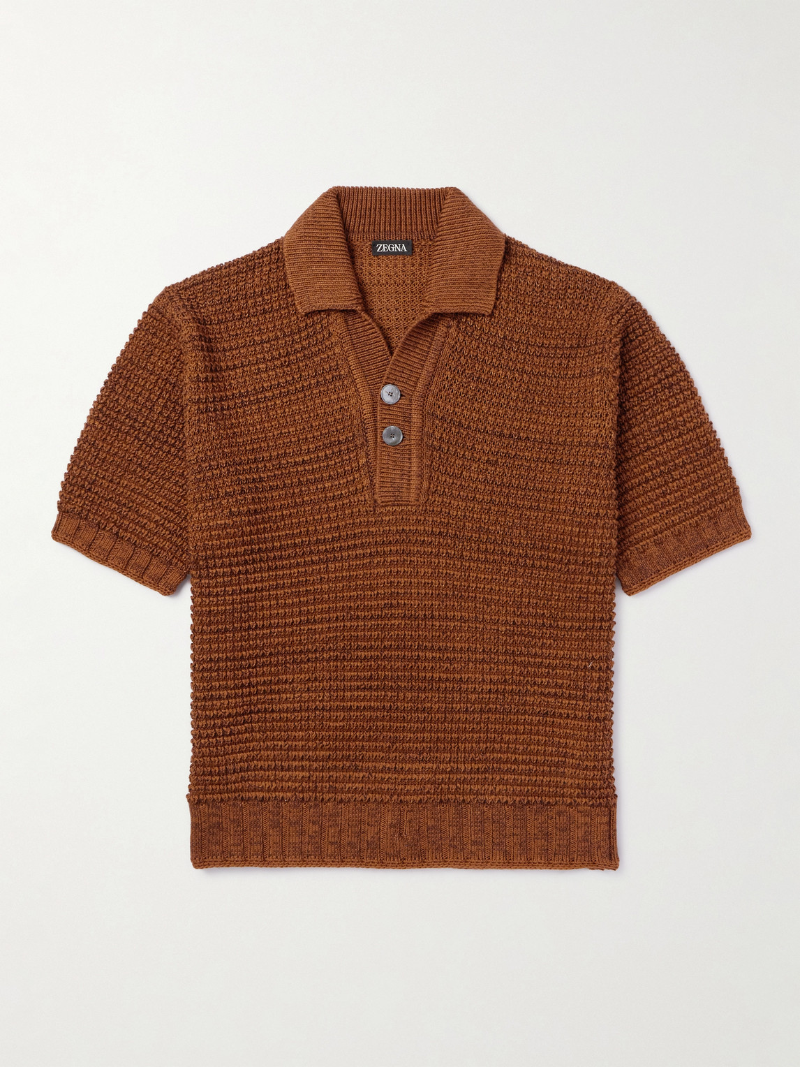 Zegna Open-Knit Cotton, Linen, Silk and Cashmere-Blend Polo Shirt - Men