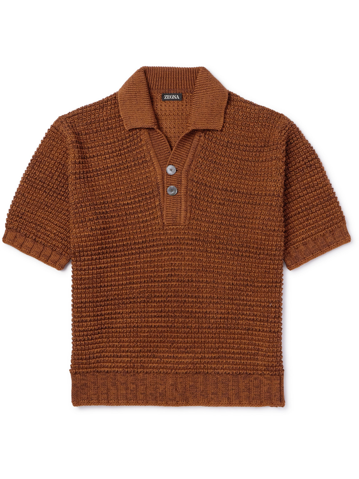 Open-Knit Cotton, Linen, Silk and Cashmere-Blend Polo Shirt