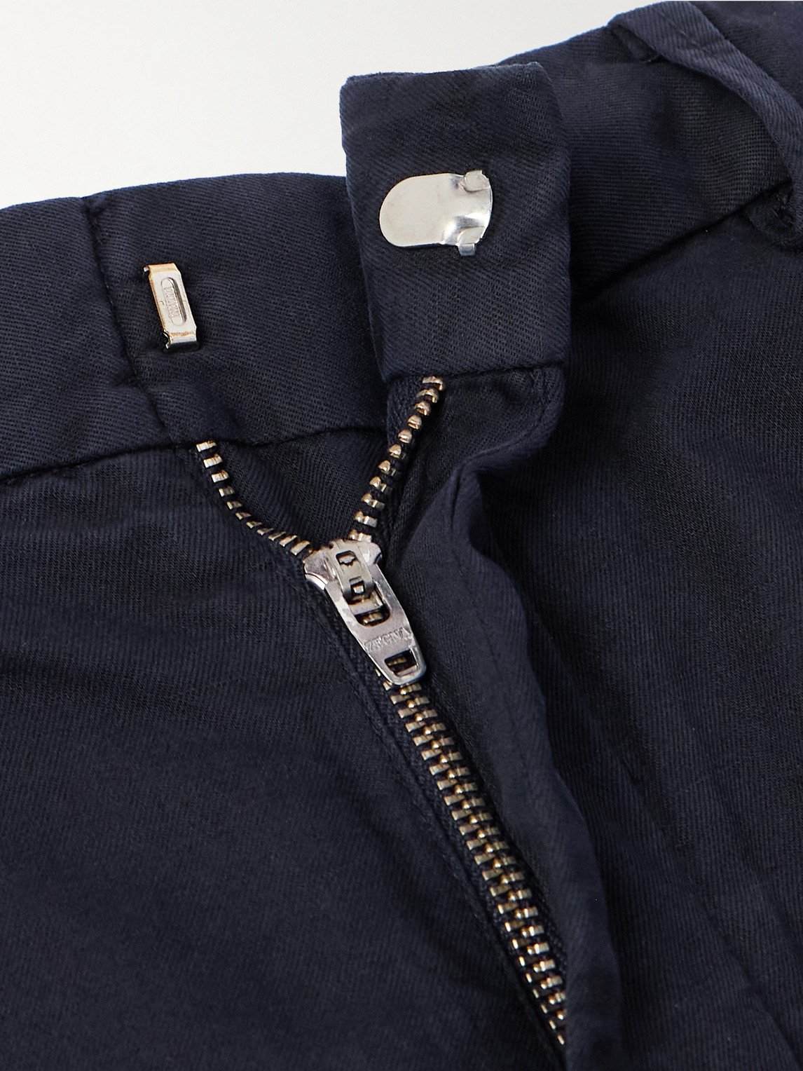 Zegna Straight-leg Pleated Cotton And Linen-blend Twill Shorts In Blue