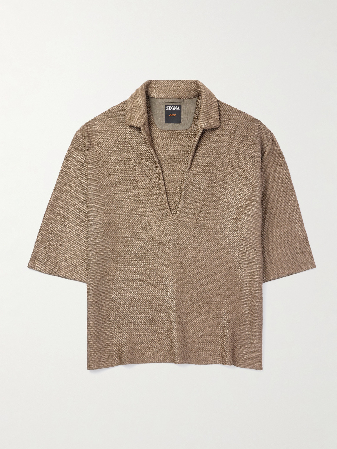 Zegna Serengheti Silk and Oasi Linen-Blend Polo Shirt - Men
