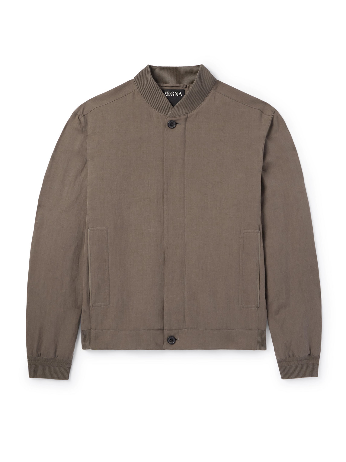 Shop Zegna Silk And Linen-blend Bomber Jacket In Brown