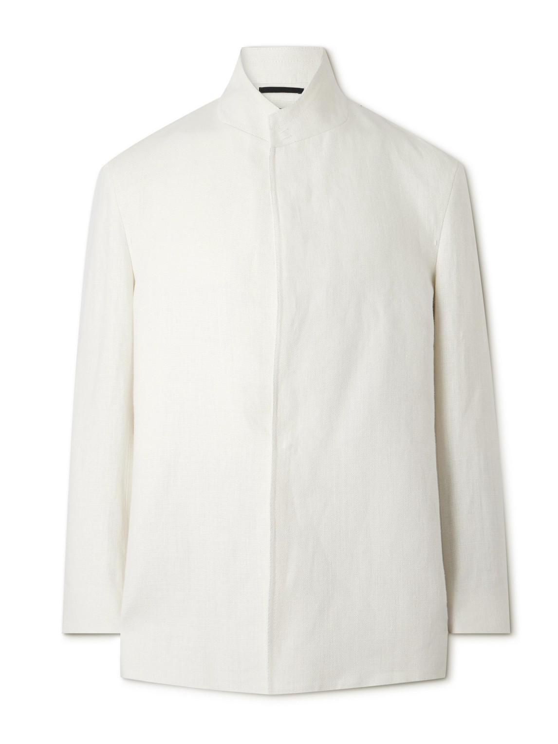 Zegna Mandarin-collar Unstructrured Linen Blazer In Neutrals