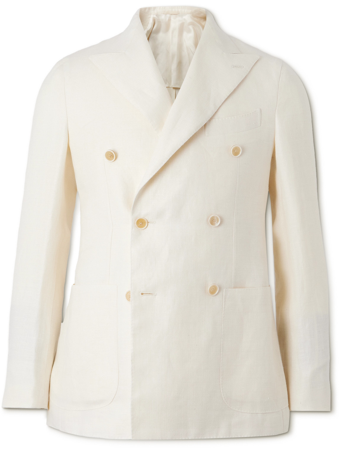 Slim-Fit Double-Breast Linen and Wool-Blend Blazer