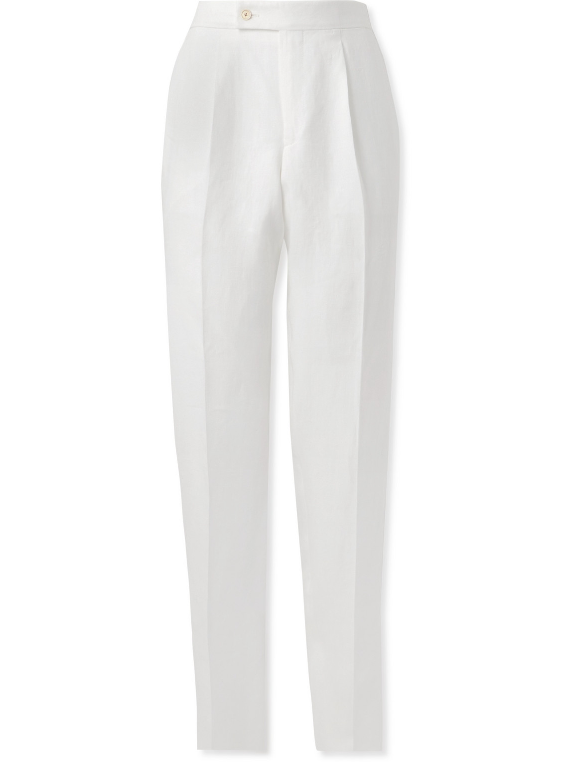 Caruso Straight-leg Pleated Linen Trousers In White