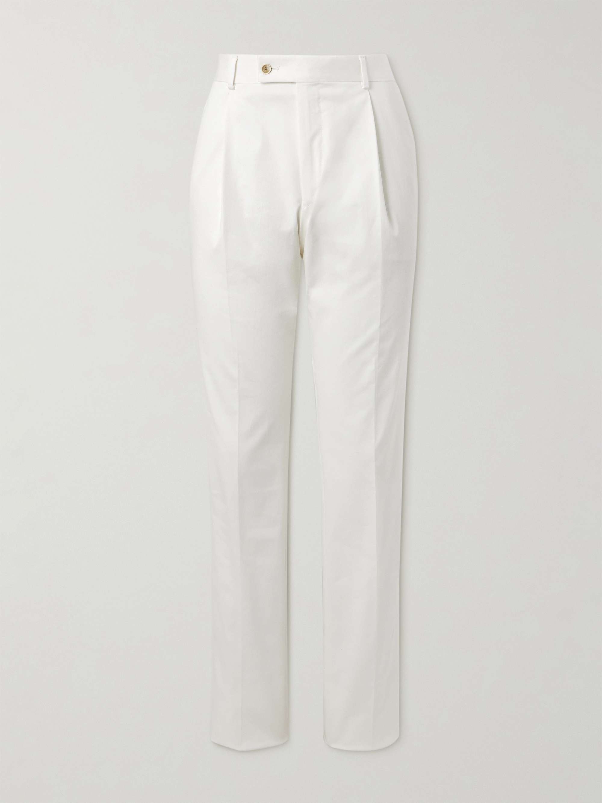 CARUSO Straight-Leg Pleated Cotton-Blend Trousers for Men | MR PORTER