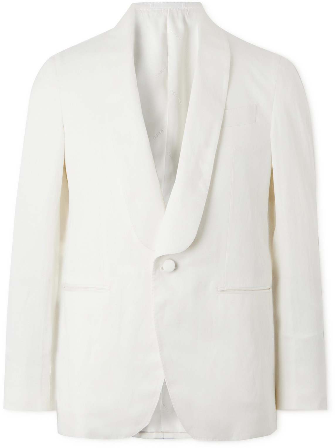 Caruso Shawl-collar Silk And Linen-blend Tuxedo Jacket In White