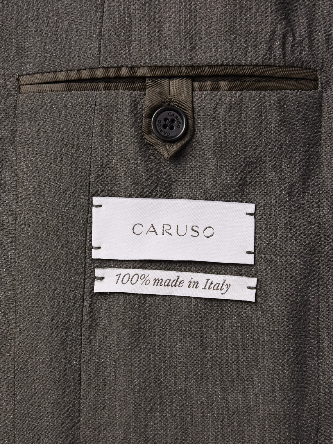 Shop Caruso Aida Super 150s Wool And Silk-blend Seersucker Suit Jacket In Brown