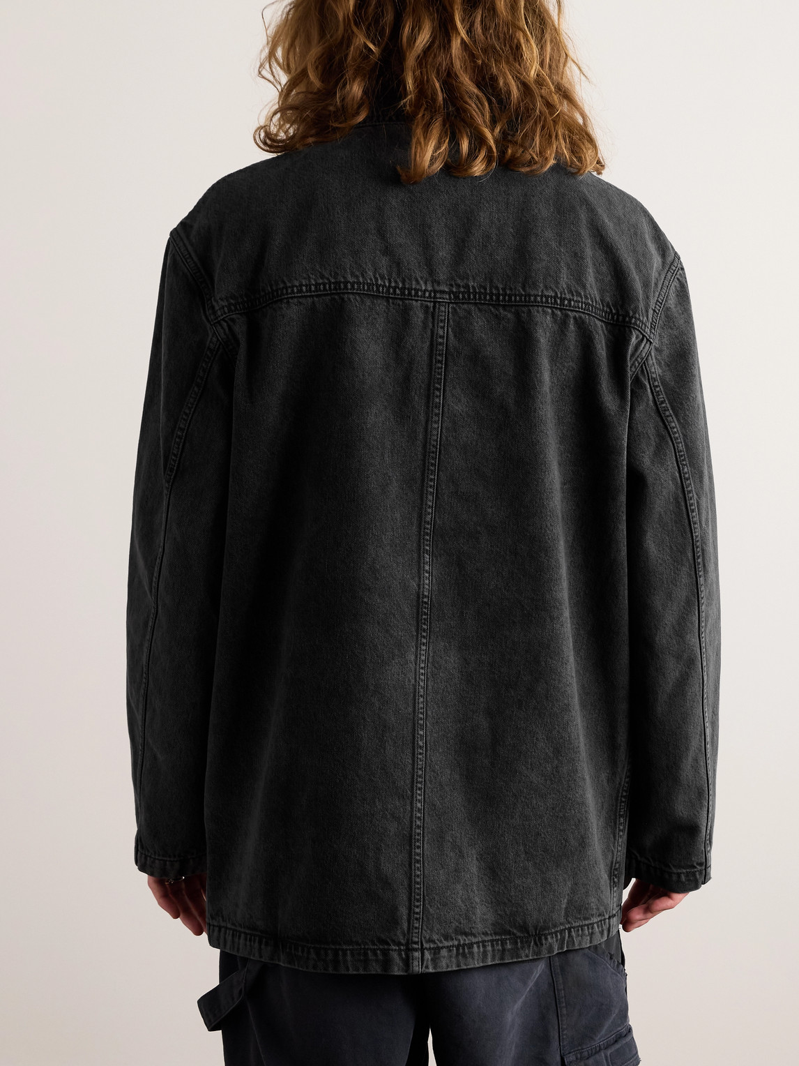 Shop Givenchy Camp-collar Denim Jacket In Black