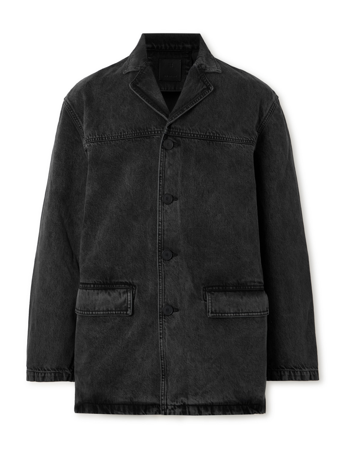 Givenchy Camp-collar Denim Jacket In Black