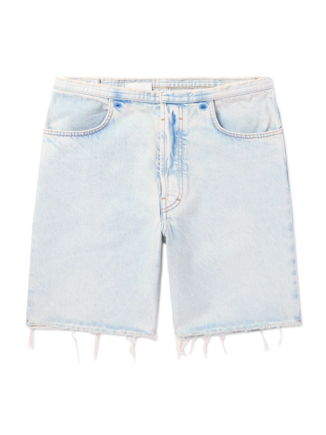 Shop Givenchy Straight-leg Distressed Denim Bermuda Shorts In Blue