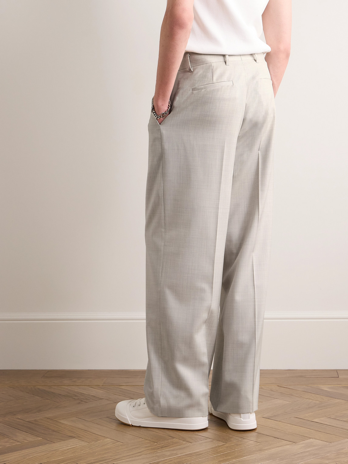 Shop Givenchy Wide-leg Wool Trousers In Gray